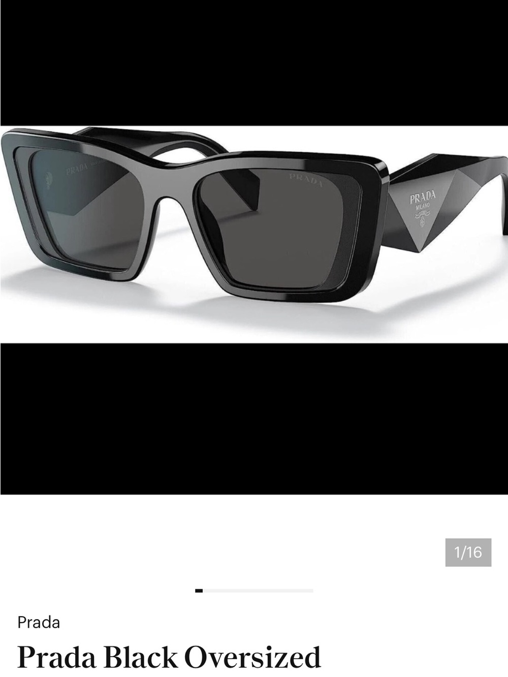 Prada Black Geometric Temple womens Sunglasses